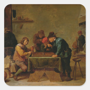 Backgammon Players, c.1640-45 Quadratischer Aufkleber