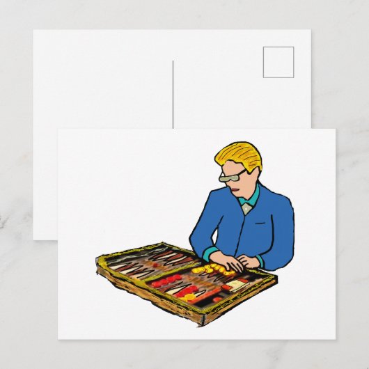 Backgammon Postkarte (Vorne/Hinten)