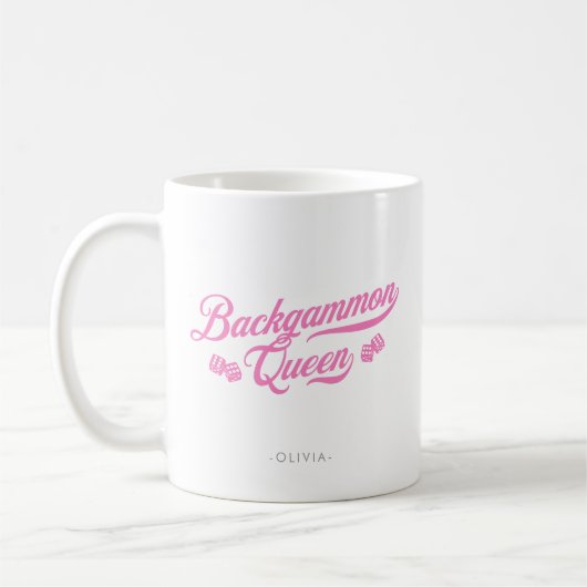 Backgammon Queen Pink Script Kaffeetasse (Links)
