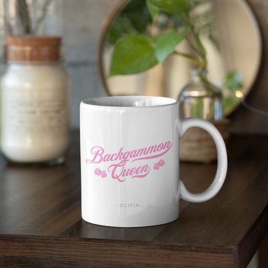 Backgammon Queen Pink Script Kaffeetasse