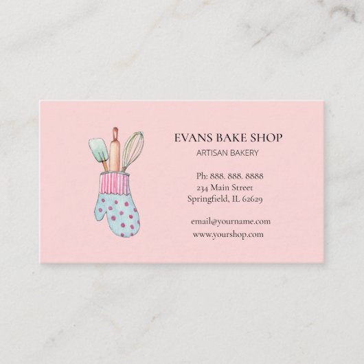 Backgeschirr & Backgeschirr in Pink Visitenkarte (Vorderseite)