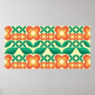 Background design - flowers and leaves. Nature orn Poster
