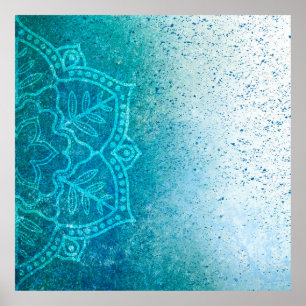 Background mandala grunge pattern poster