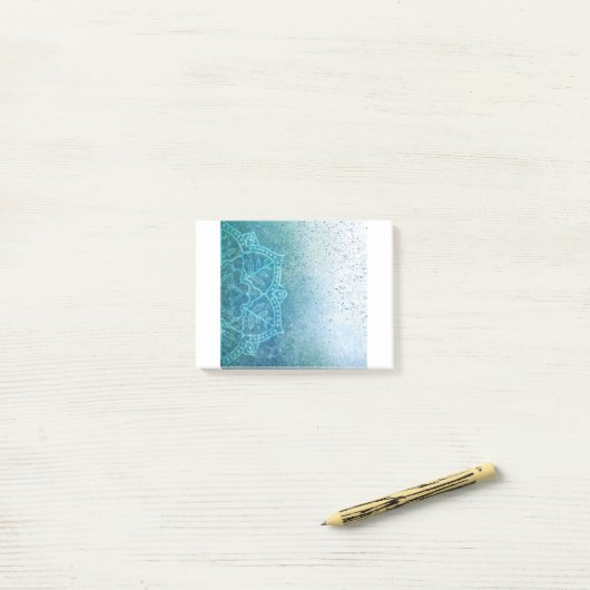 Background Mandala Grunge Pattern Text Green Post-it Klebezettel (Auf Schreibtisch)