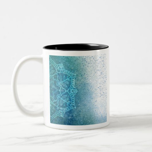 Background Mandala Grunge Pattern Text Green Zweifarbige Tasse (Links)