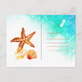 Background tropical beach watercolor save the date ankündigungspostkarte (Rückseite)