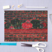 Background von Autumn Pumpkins Red Black Brick Seidenpapier (Handwerk)