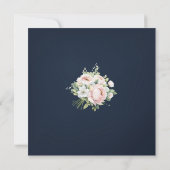 Background Wedding Pink Peonies Navy Einladung (Rückseite)