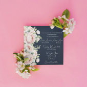 Background Wedding Pink Peonies Navy Einladung