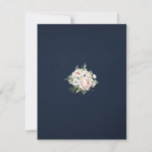 Background Wedding Pink Peonies Navy RSVP Karte (Rückseite)