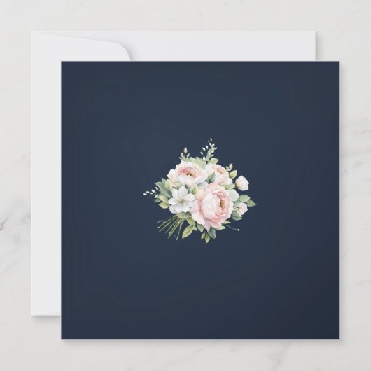 Background Wedding Pink Peonies Navy Save The Date (Rückseite)