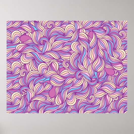 Background with abstract doodle waves  poster (Vorne)
