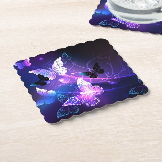 Background with Night Butterflies Untersetzer (angewinkelt)