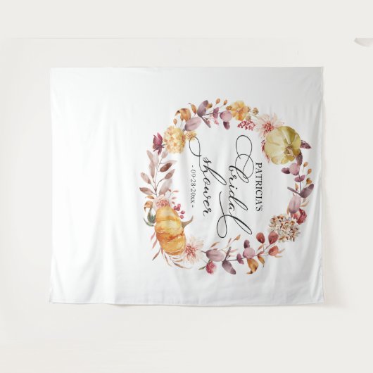 Background Wreath Pumpkin Fall Brautparty Hintergr Wandteppich (Vorderseite (Horizontal))