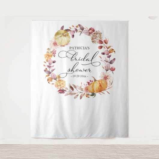 Background Wreath Pumpkin Fall Brautparty Hintergr Wandteppich (Vorderseite)