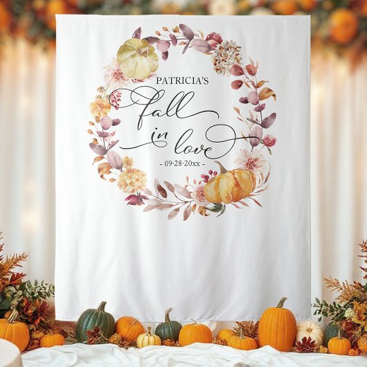 Background Wreath Pumpkin Fall Brautparty Hintergr Wandteppich