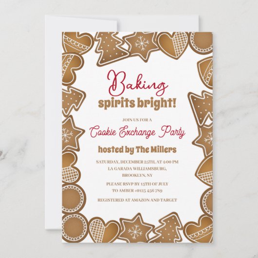 Backgummi Bright Cookie Exchange Weihnachten Einladung (Vorderseite)