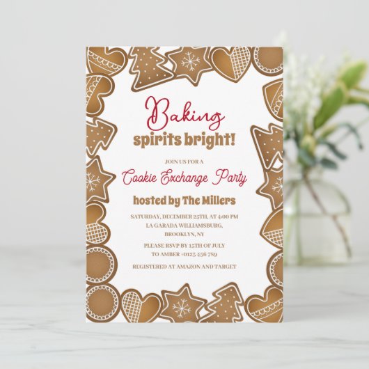 Backgummi Bright Cookie Exchange Weihnachten Einladung (Stehend Vorderseite)