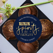 Backgummi Bright Navy & Gold Weihnachtskeks Runder Aufkleber