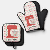 Backgummi Bright Retro Mixer Ofenhandschuh & Topflappen-Set (Vorderseite/Rückseite)