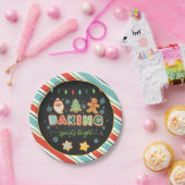 Backgummis, helle Platte - schwarz Pappteller (Party)