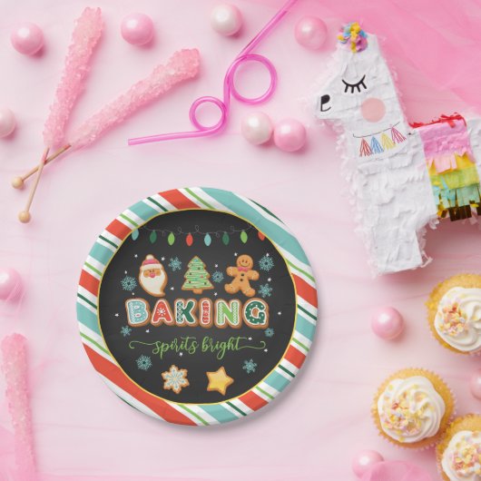 Backgummis, helle Platte - schwarz Pappteller (Party)