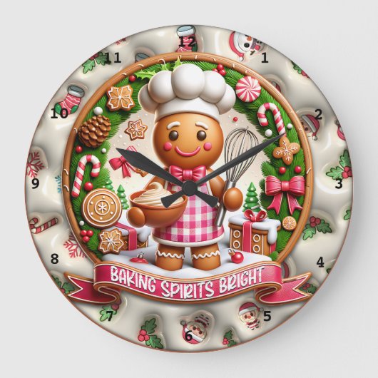 Backgurt Bright Gingerbread Mann Weihnachten Große Wanduhr (Vorderseite)