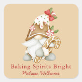 Backgurt Bright Gnome Weihnachtsfeiertag Quadratischer Aufkleber (Vorderseite)