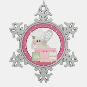 Backhase Osterhase Weihnachten Zinn Schneekristall Schneeflocken Zinn-Ornament
