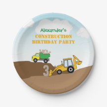 Backhoe and Dump Truck Boy's Geburtstagsparty