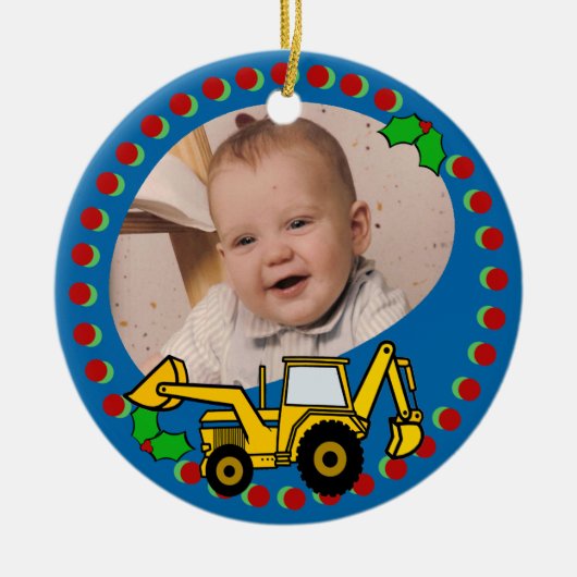 Backhoe Christmas Keramik Ornament (Vorne)