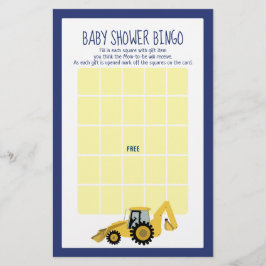 Backhoe Construction Baby Shower Bingo Spiel