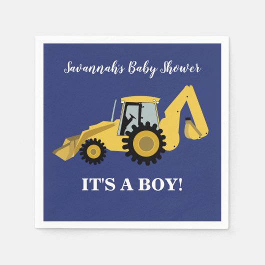 Backhoe Construction Boy Baby Shower Napkins Serviette (Vorderseite)