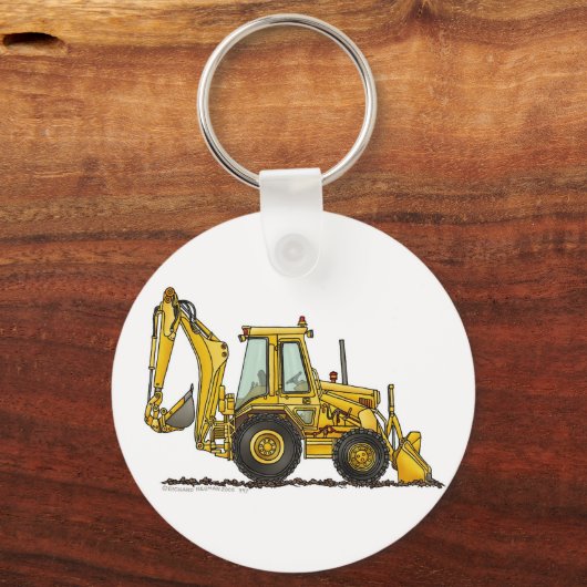 Backhoe Digger Loader Baukastenketten Schlüsselanhänger (Vorderseite)