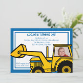 Backhoe Fun/Foto Einladung (Stehend Vorderseite)