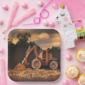 Backhoe Happy Birthday Pappteller (Party)