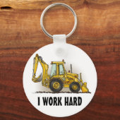 Backhoe Key Chain I Work Hard Schlüsselanhänger (Vorderseite)