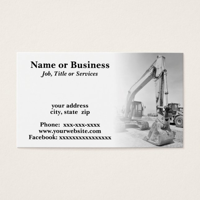 Backhofbauausrüstung in Schwarz/Weiß (Vorderseite)