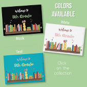 Backing-to-School-Bücher auf dem schwarzen Shelf Button
