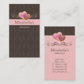 Backkoch Niedlich Damask Swirl Pink Brown Visitenkarte (Vorne/Hinten)
