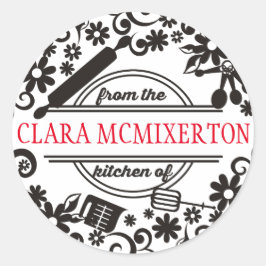 Backkochutensilien Blume aus der Küche Runder Aufkleber