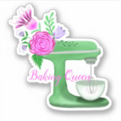 Backkönigin mit Blumenmischmaschine Aufkleber (Vorderseite)