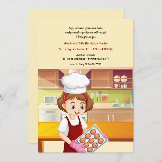 Backkost Geburtstagsparty Einladung (Vorne/Hinten)