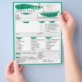 Backkuchen Bestellformular grün Flyer (Hand)