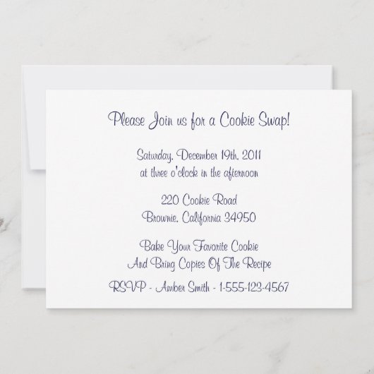 Backkuchen Cookie Swap Einladung (Rückseite)