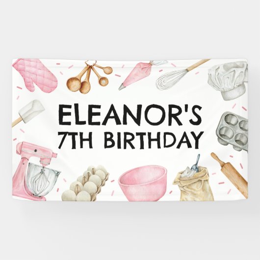 Backkuchen Dekorieren Mädchen Geburtstag Hintergru Banner (Horizontal)