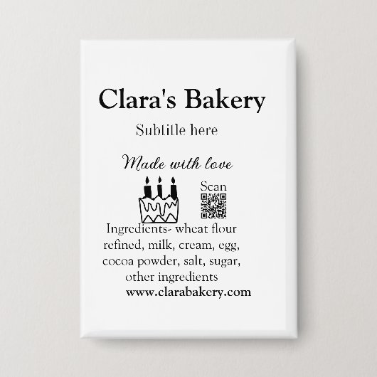 Backkuchen mit Zutaten aus Liebe q r Button (Vorderseite)