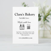 Backkuchen mit Zutaten aus Liebe q r Dankeskarte (Stehend Vorderseite)