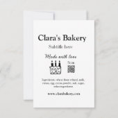 Backkuchen mit Zutaten aus Liebe q r Dankeskarte (Rückseite)