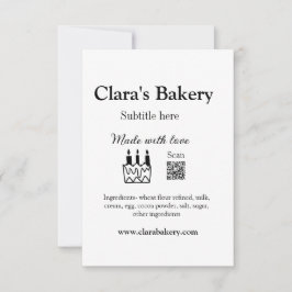 Backkuchen mit Zutaten aus Liebe q r Dankeskarte